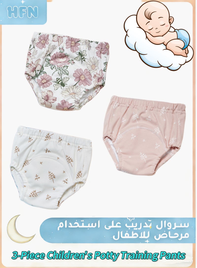 HFN 3 Packs Washable Baby Potty Training Pants,6 Layer Breathable Cotton Cloth Diapers for Toddlers, Reusable Training Underwear - Image 1